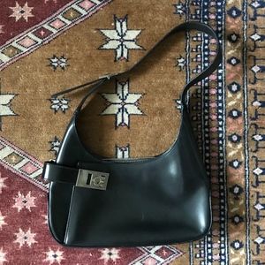 Salvatore Ferragamo black leather side buckle bag
